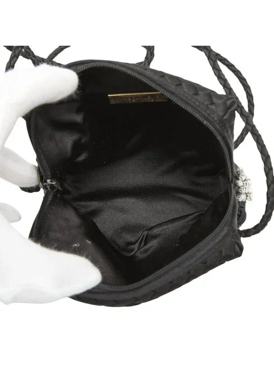 Bottega Veneta Intrecciato Crossbody Shoulder Bag Black Satin Visual - Picture 9 of 10